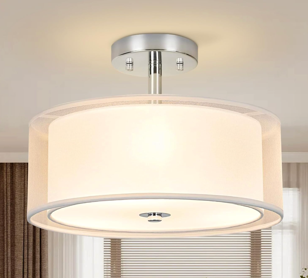 Semi Flush Mount Ceiling Light, 12 Inch Modern 3-Light Ceiling Light